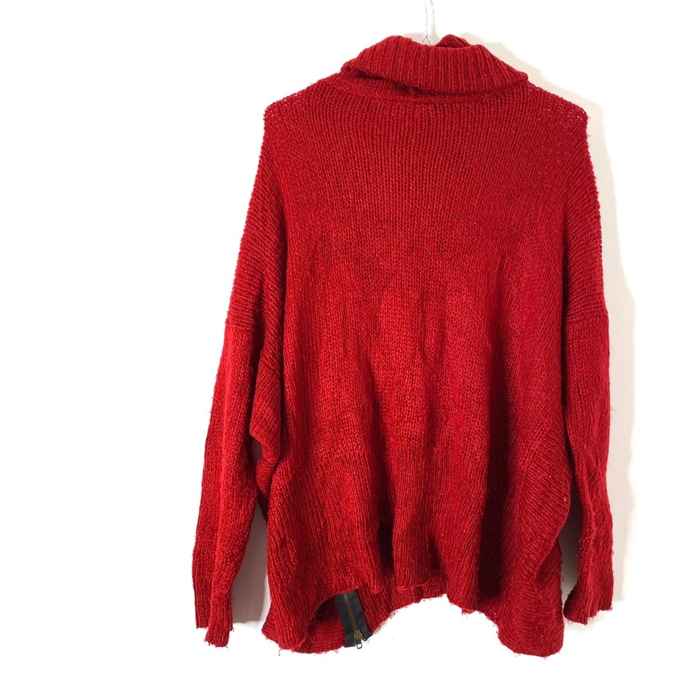 Wooden Ships Wool Blend Red Knit Oversized Cowl Neck Sweater - Picture 6 of 8